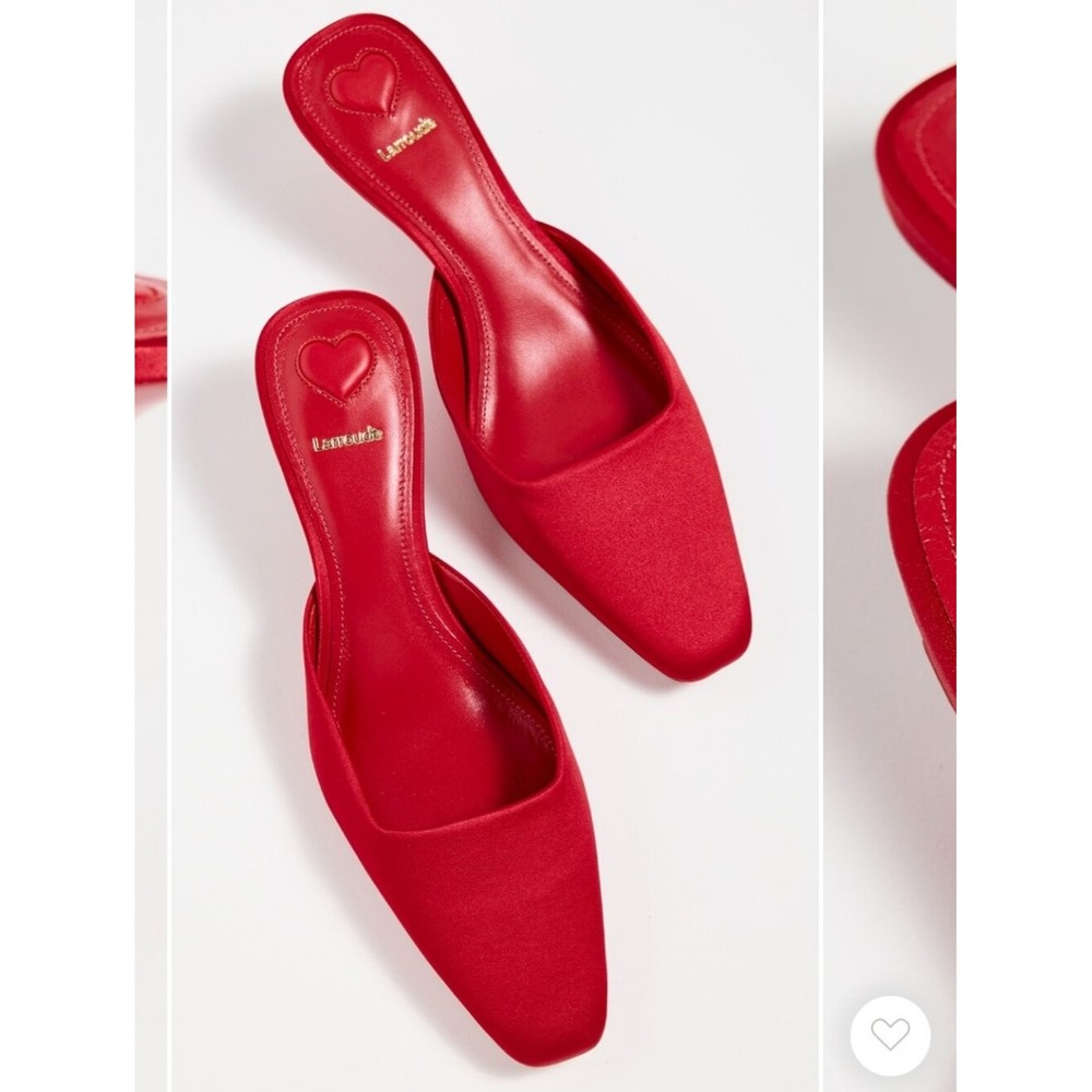 Larroude Red Satin Amal Mules